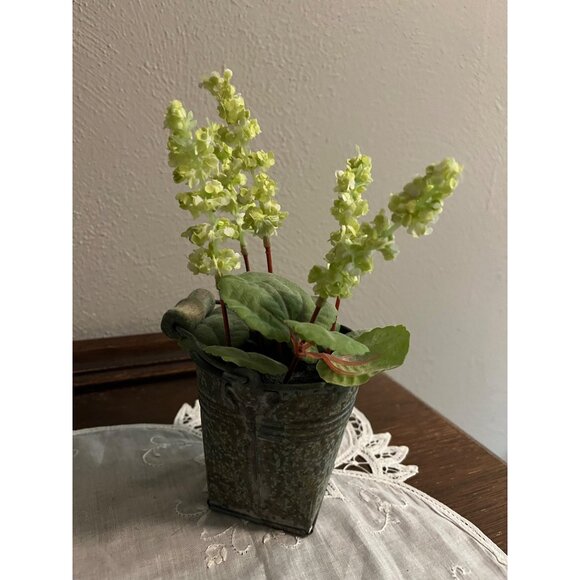 Silk Flowers in Metal Bucket - Picture 1 of 4